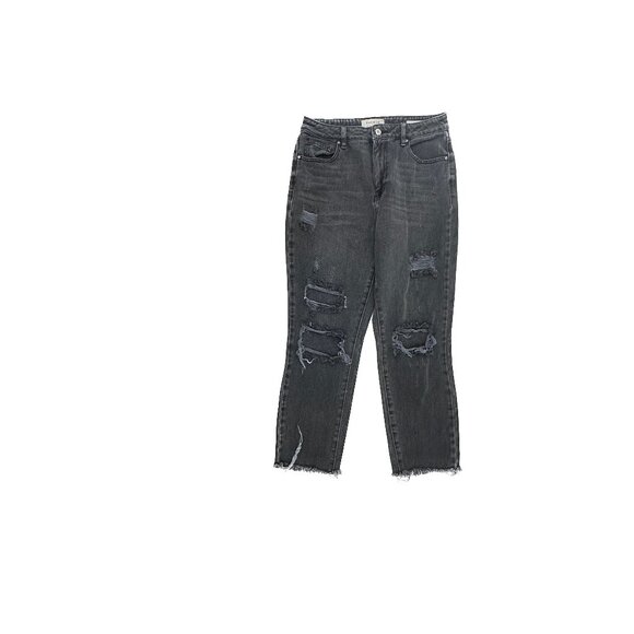 PacSun Mom Jean Distressed Raw Hem Women's size 27 Black Denim Jeans - Picture 1 of 5